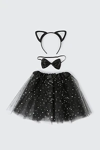 Ardene Kids 3-Piece Cat Costume Set in Black