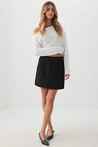 Ardene Mini Tweed Skirt in Black | Size | Polyester