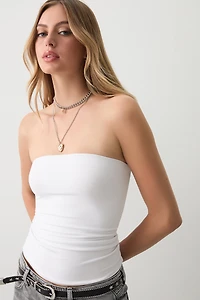 Ardene Basic Double Layer Tube Top in White | Size XL | Polyester/Elastane