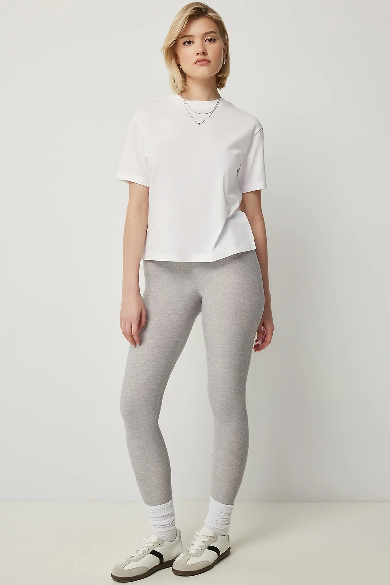 Ardene Super Soft Wide Waistband Leggings in Light Grey | Size XS | Polyester/Spandex