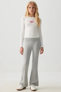 Ardene Kids Foldover Flare Leggings in Grey | Size | Polyester/Elastane