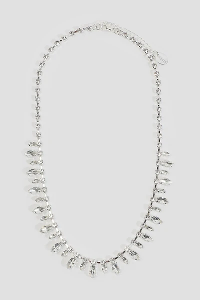 Ardene Rhinestone Jeweled Necklace in Silver