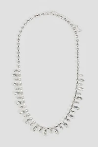 Ardene Rhinestone Jeweled Necklace in Silver