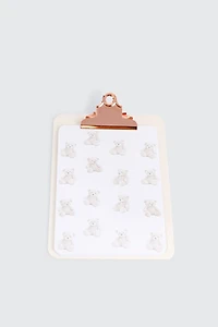 Ardene Teddy Bear Print Clipboard & Notepad in White