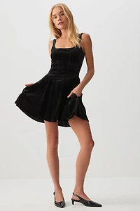 Robe bustier courte en velours