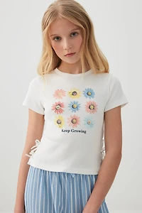 T-shirt côtelé à boucles latérales