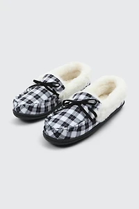 Pantoufles mocassins à carreaux