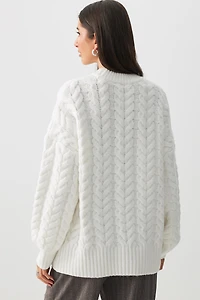 Chandail ample à col rond en tricot torsad