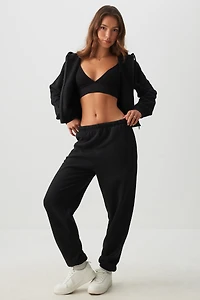 Ardene MADESOFT Fleece Baggy Sweatpants in All-Nighter Black | Size | Polyester/Cotton | Eco-Conscious