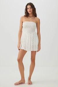 Combishort court smocké fleuri