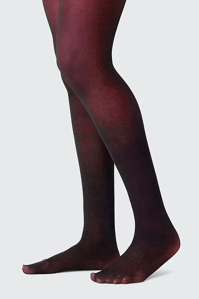 Ardene Sheer Tights with Control Top in Burgundy | Size | Nylon/Spandex