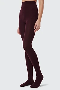 Ardene Fleece Lined Tights in Burgundy | Size | Polyester/Nylon/Spandex | Fleece-Lined | Microfiber