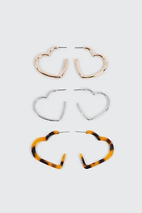 Ardene 3-Pack Heart Hoop Earrings | Stainless Steel