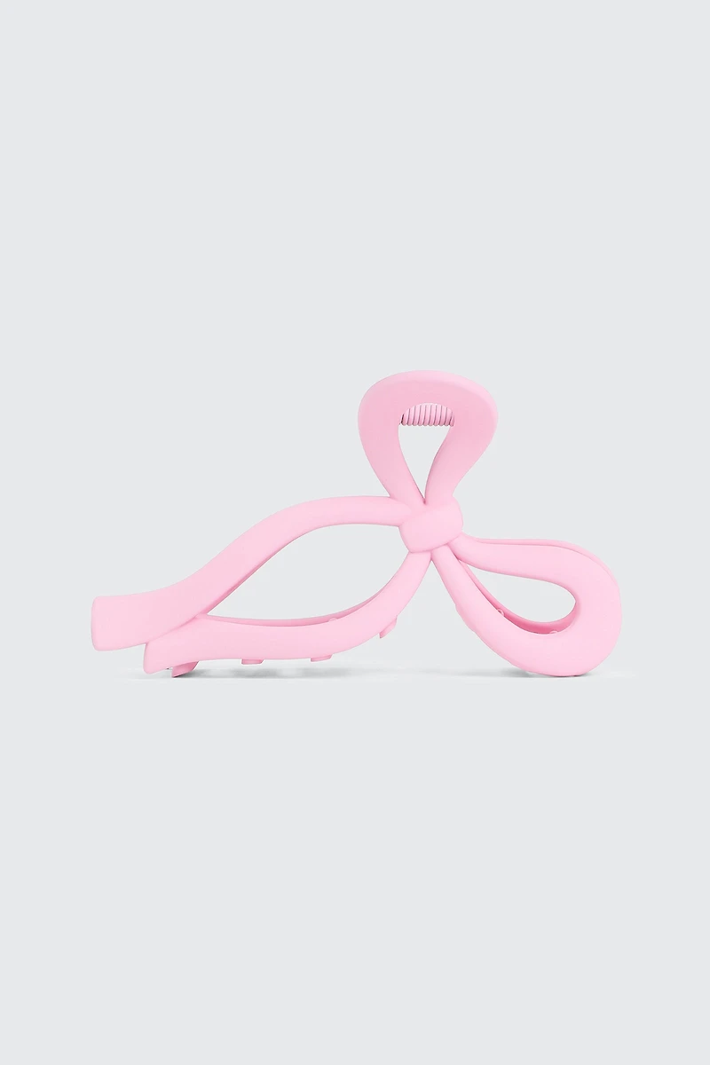 Ardene Bow Shaped Hair Claw in Light Pink