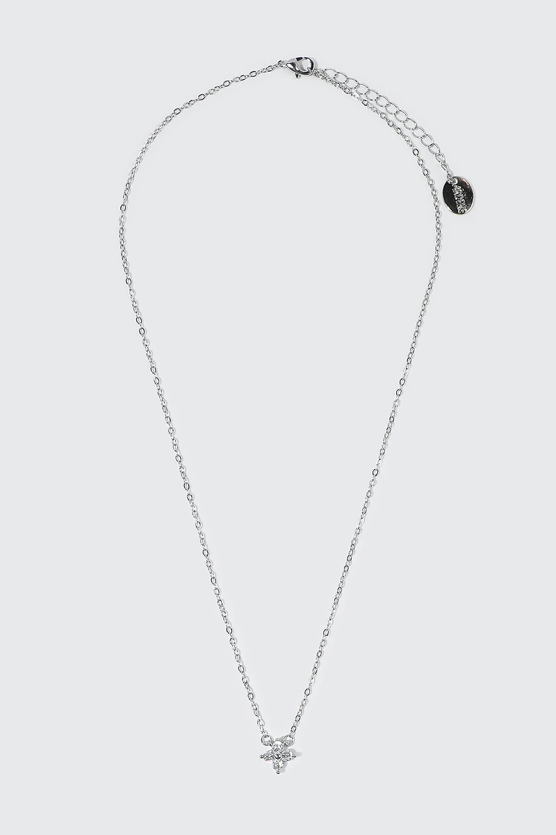 Collier étoile plaqué or blanc  14K