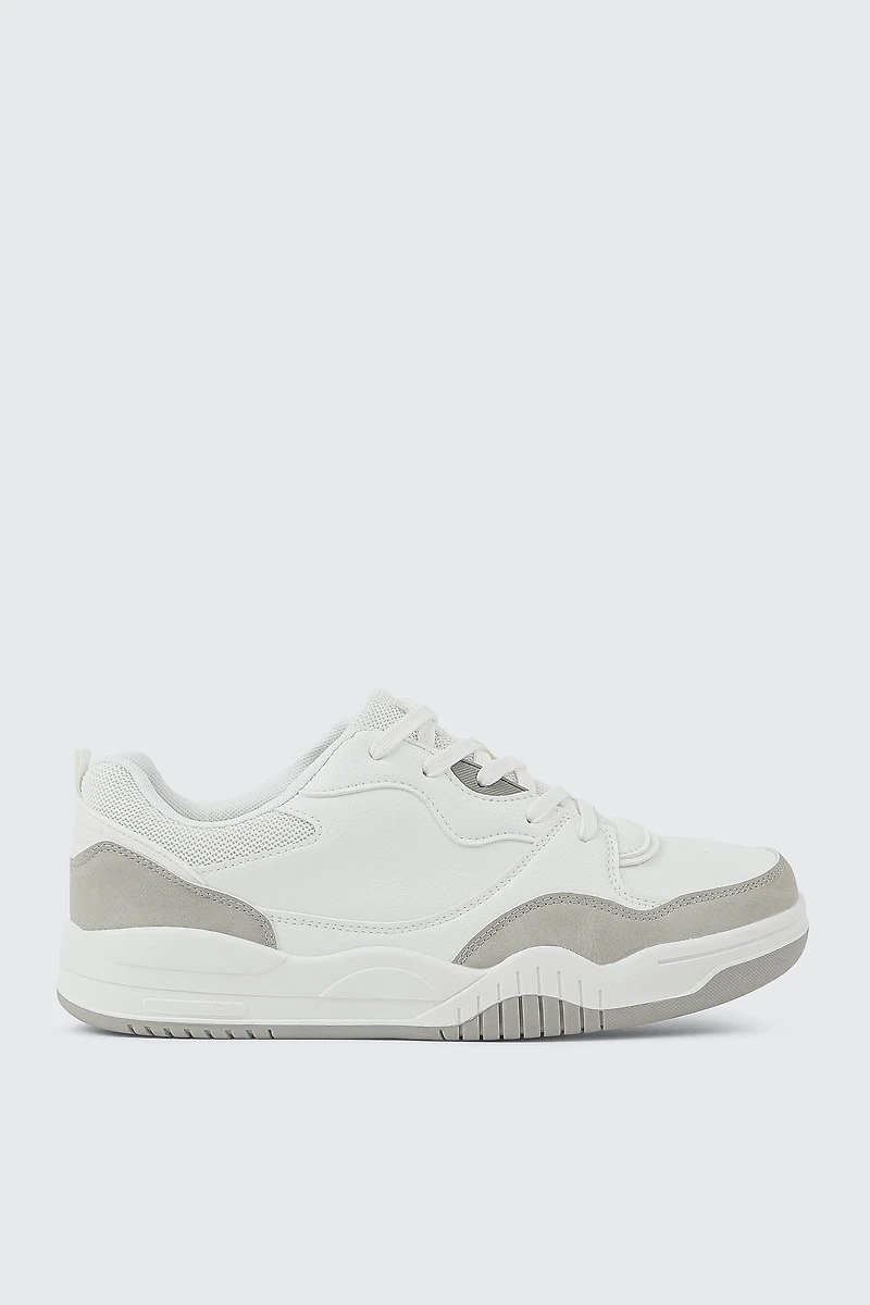 Ardene Man Lace Up Sneakers with Faux Suede Details For Men in Grey | Size