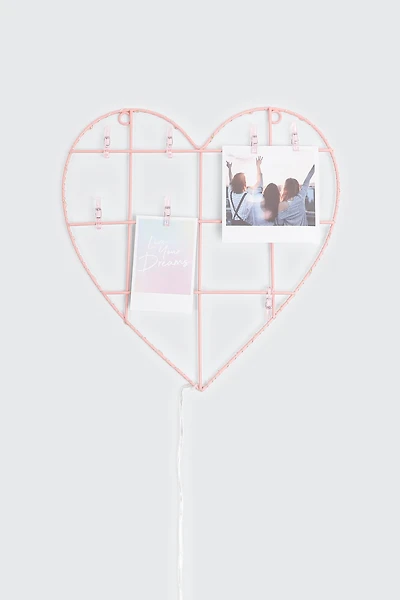 Ardene Heart Picture Frame with Pegs in Light Pink