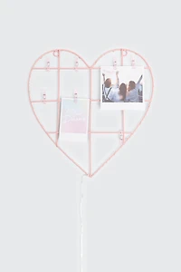 Ardene Heart Picture Frame with Pegs in Light Pink