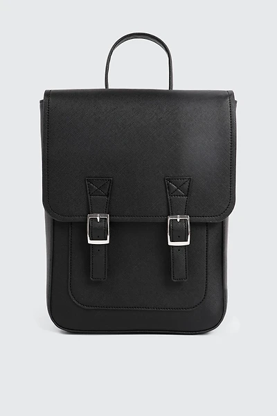 Ardene Kids Faux Leather Flap Backpack in Black