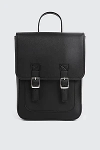 Ardene Kids Faux Leather Flap Backpack in Black