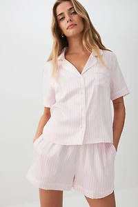 Ardene Printed Satin PJ Set in Light Pink | Size | Polyester/Spandex | Eco-Conscious