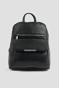 Ardene Faux Leather Backpack in Black | Faux Leather/Polyester