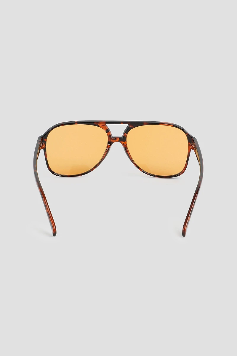 Lunettes de soleil aviateur à monture plate