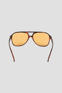 Lunettes de soleil aviateur à monture plate