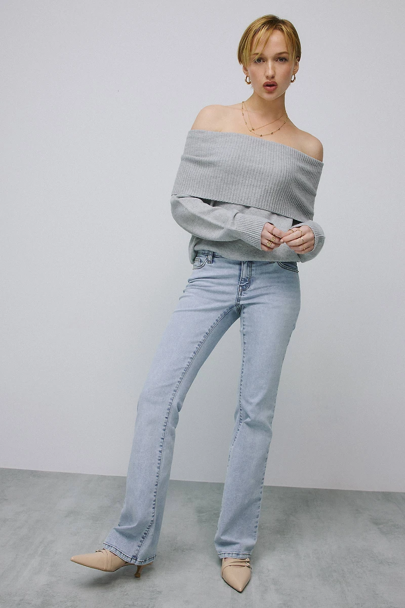 Ardene The Idol Low Rise Flare Jean in Light Blue | Size | Polyester/Rayon/Spandex