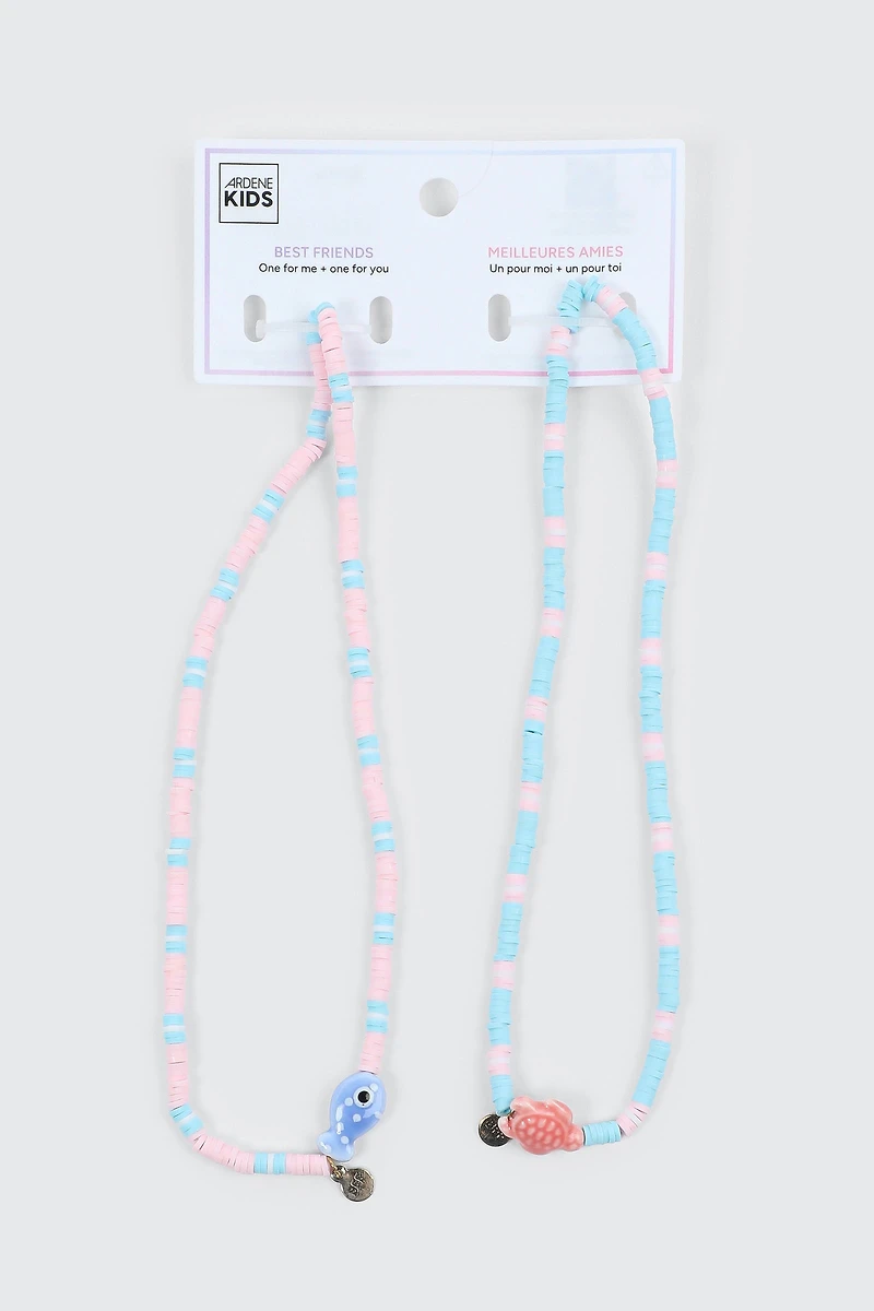 Duo de colliers à billes poisson et tortue