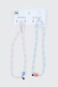 Duo de colliers à billes poisson et tortue