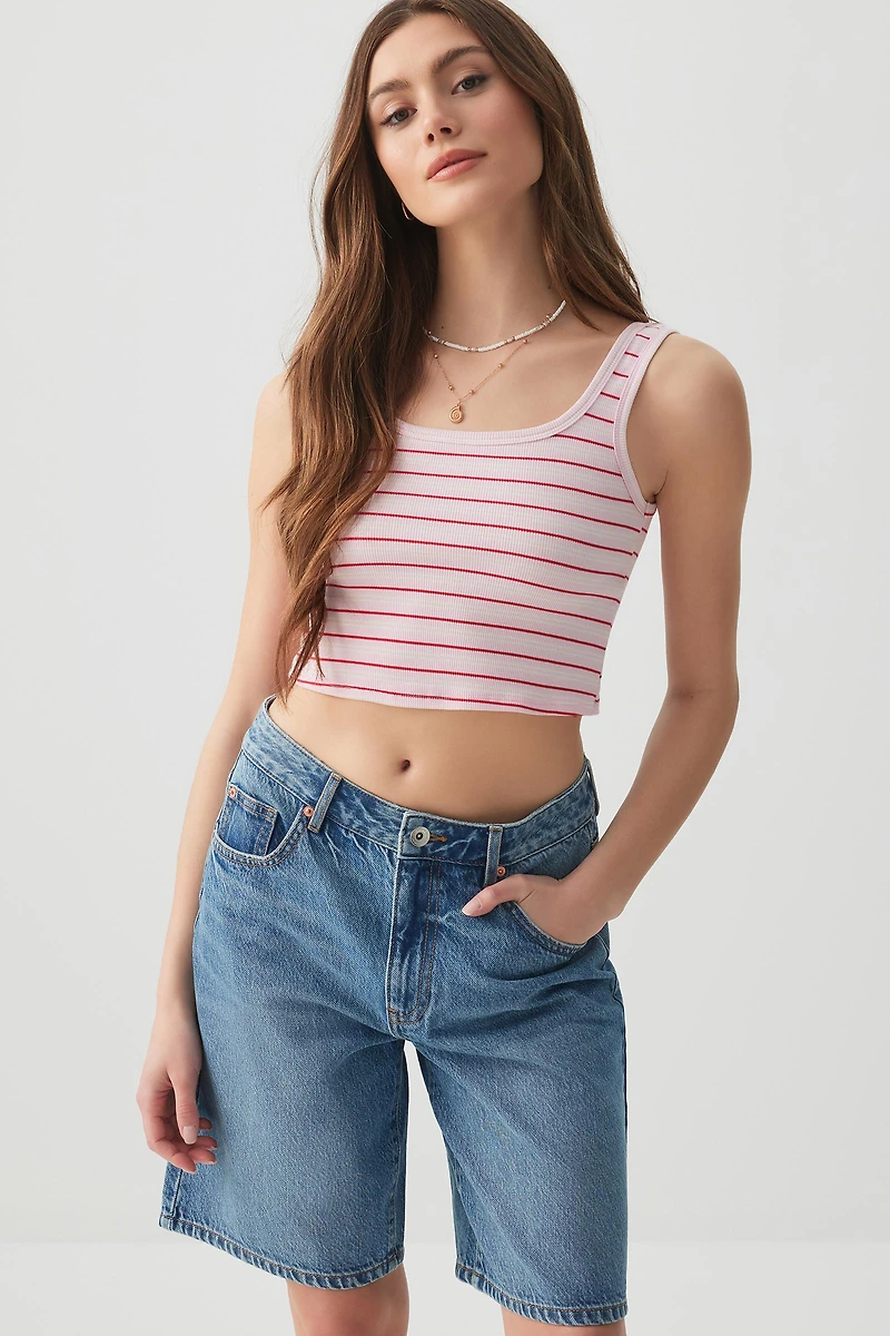 Ardene Basic Ultra Crop Tank Top in Light Pink | Size Large | Cotton/Elastane | Eco-Conscious
