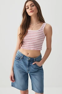 Ardene Basic Ultra Crop Tank Top in Light Pink | Size Large | Cotton/Elastane | Eco-Conscious