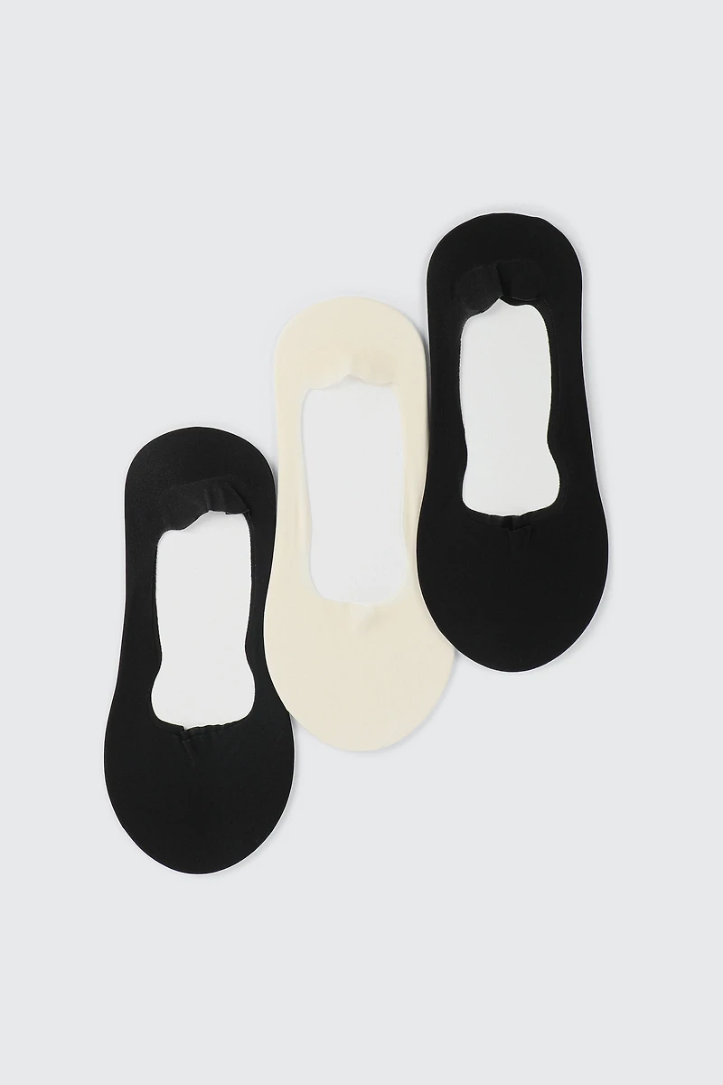 Ardene 3-Pack Mid Cut Shoe Liners in Black | Nylon/Spandex