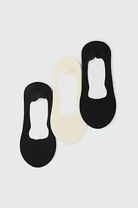 Ardene 3-Pack Mid Cut Shoe Liners in Black | Nylon/Spandex