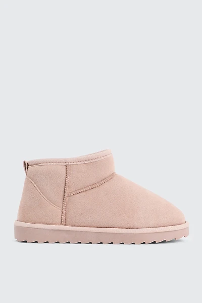 Ardene Mini Faux Sheepskin Boots in Light Pink | Size | Faux Suede | Eco-Conscious