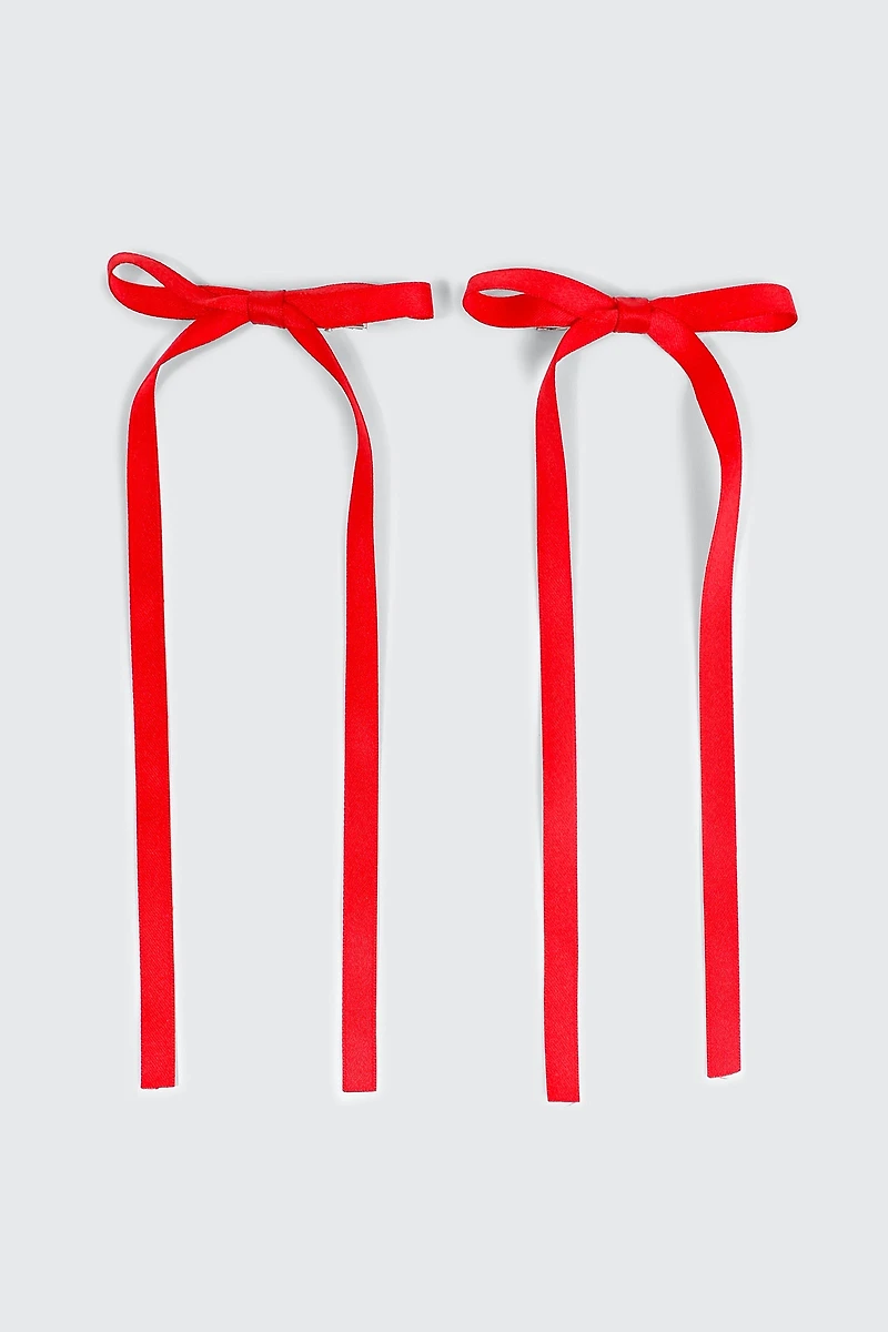Ardene 2-Pack Bow Hair Clips in Red