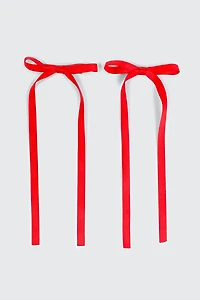 Ardene 2-Pack Bow Hair Clips in Red