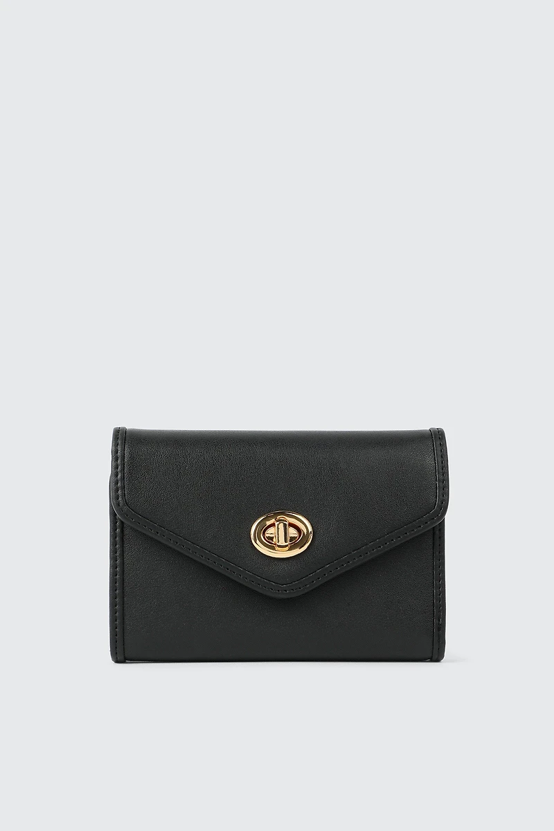 Ardene Envelope Wallet in Black | Faux Leather/Polyester