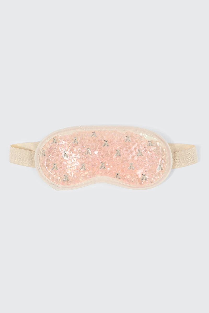Ardene Bear Print Gel Eye Mask in Beige