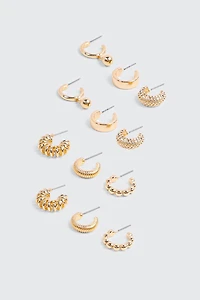Ardene 6-Pack Sphere & Twist Hoop Earrings in Gold | Stainless Steel