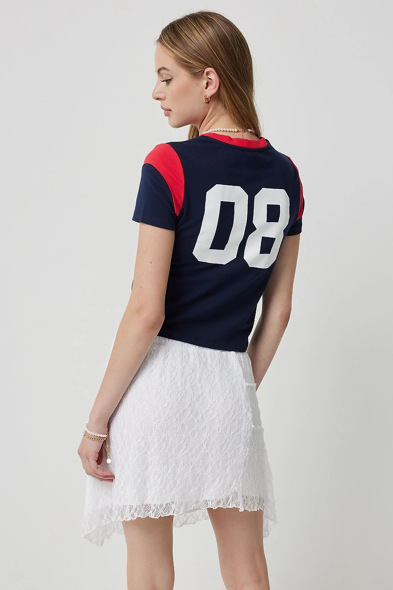 Jupe courte asymétrique en dentelle