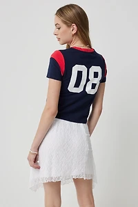 Jupe courte asymétrique en dentelle