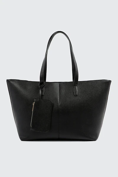 Ardene Large Tote Bag with Coin Purse in Black | 100% Recycled Polyester/Faux Leather | Eco-Conscious