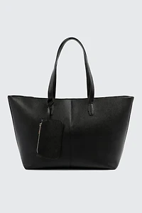 Ardene Large Tote Bag with Coin Purse in Black | 100% Recycled Polyester/Faux Leather | Eco-Conscious