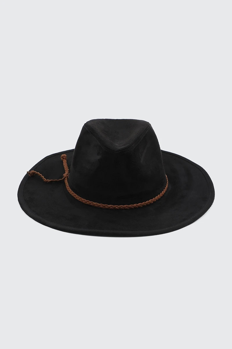 Chapeau fedora à cordon en faux suède
