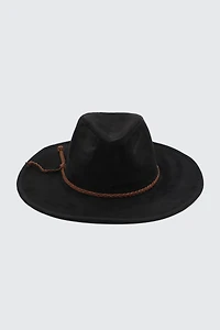 Chapeau fedora à cordon en faux suède