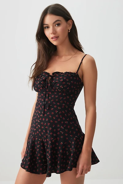 Ardene Ruffle Hem Romper with Removable Straps in Black | Size XS | Rayon