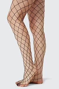 Ardene Large Hole Fishnet Tights in Black | Size 28 | Nylon/Spandex