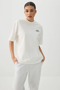 Ardene Oversized Graphic T-Shirt in Oat Milk | Size | Cotton | Eco-Conscious